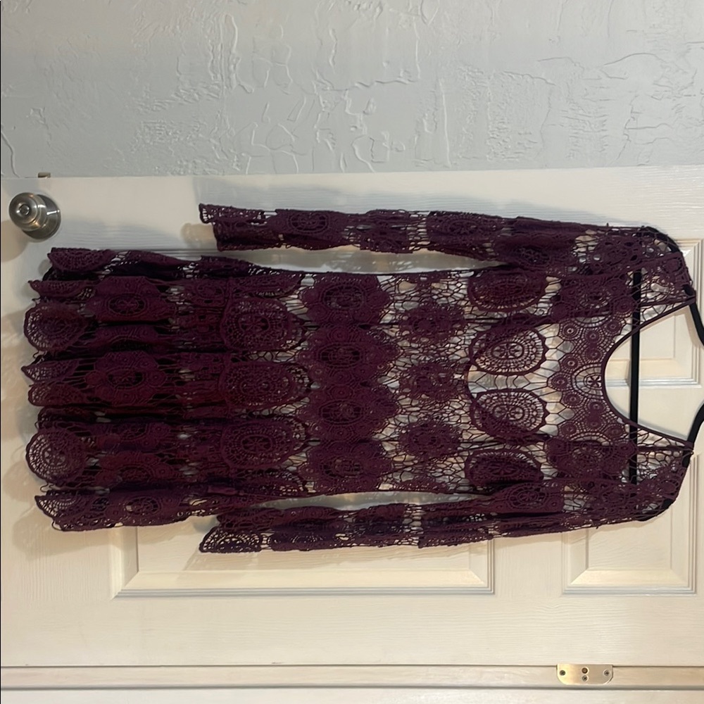 Free People Purple Lace Midi Dress